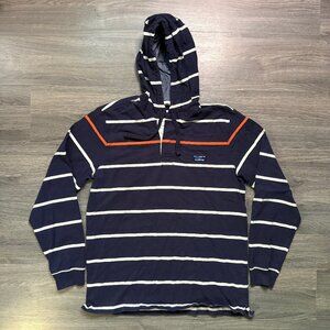 L.L. Bean Men's Rugby Traditional Fit Hoodie - Navy/Orange